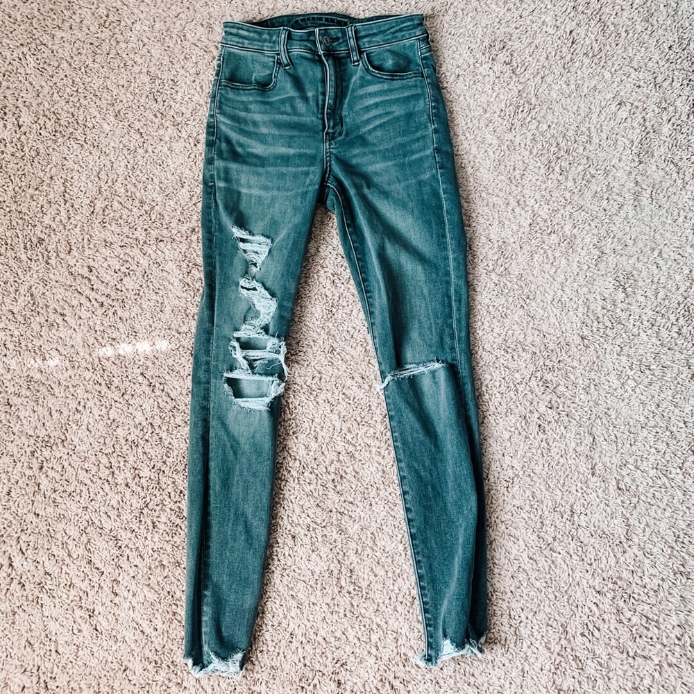 Grey American Eagle Ripped Jeans
